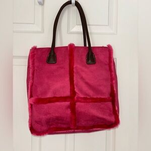 Y2K Pink Fuzzy Shoulder Bag- Faux Fur